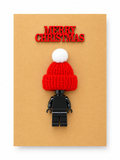 BLACK BRICK MAN SANTA CHRISTMAS CARD