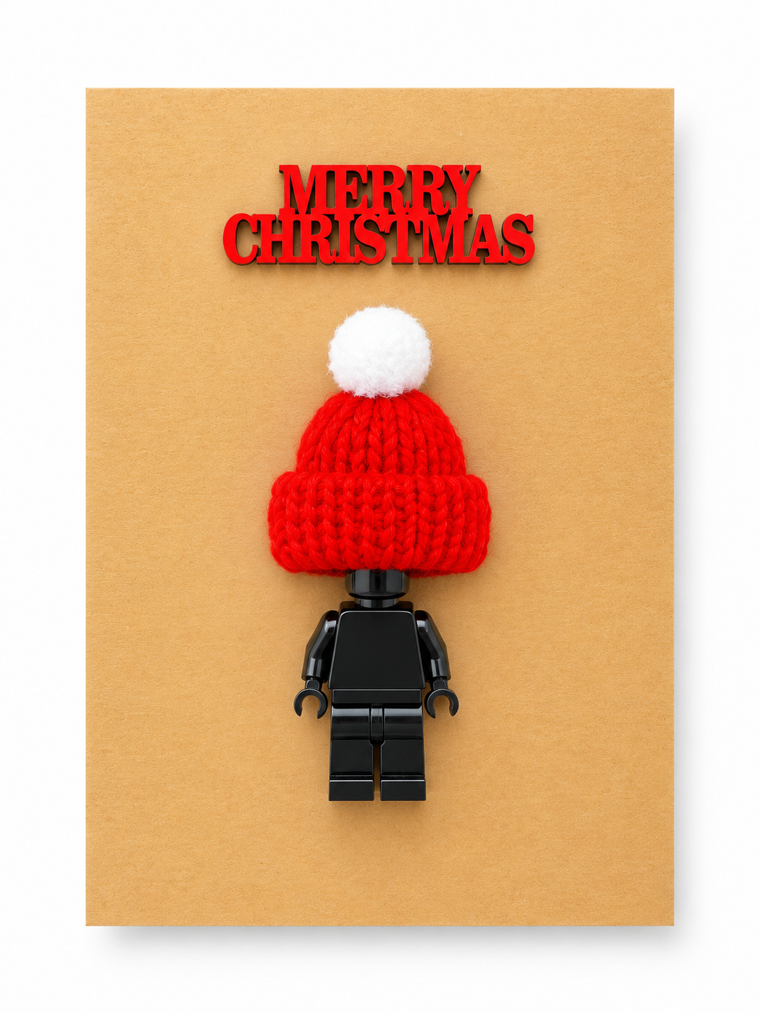 BLACK BRICK MAN SANTA CHRISTMAS CARD