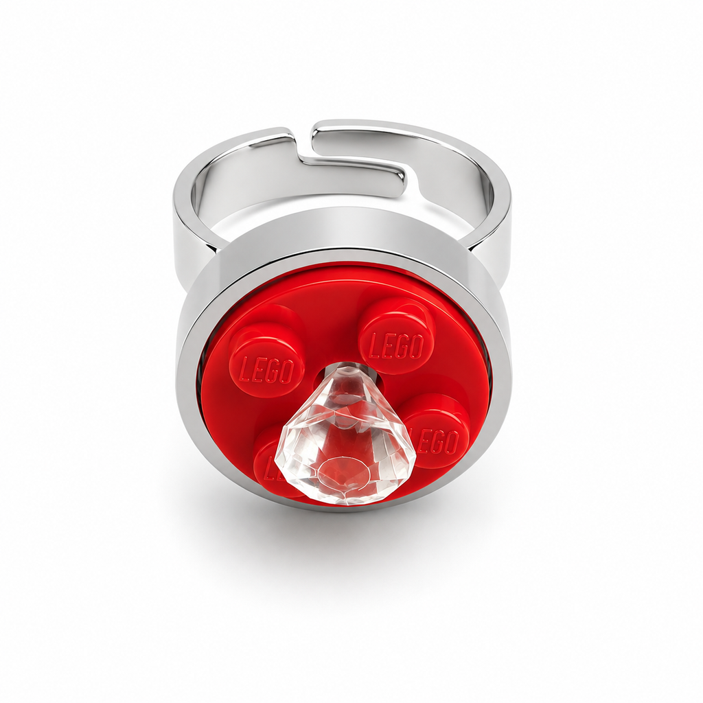 RED & CLEAR ADJUSTABLE BRICK RING