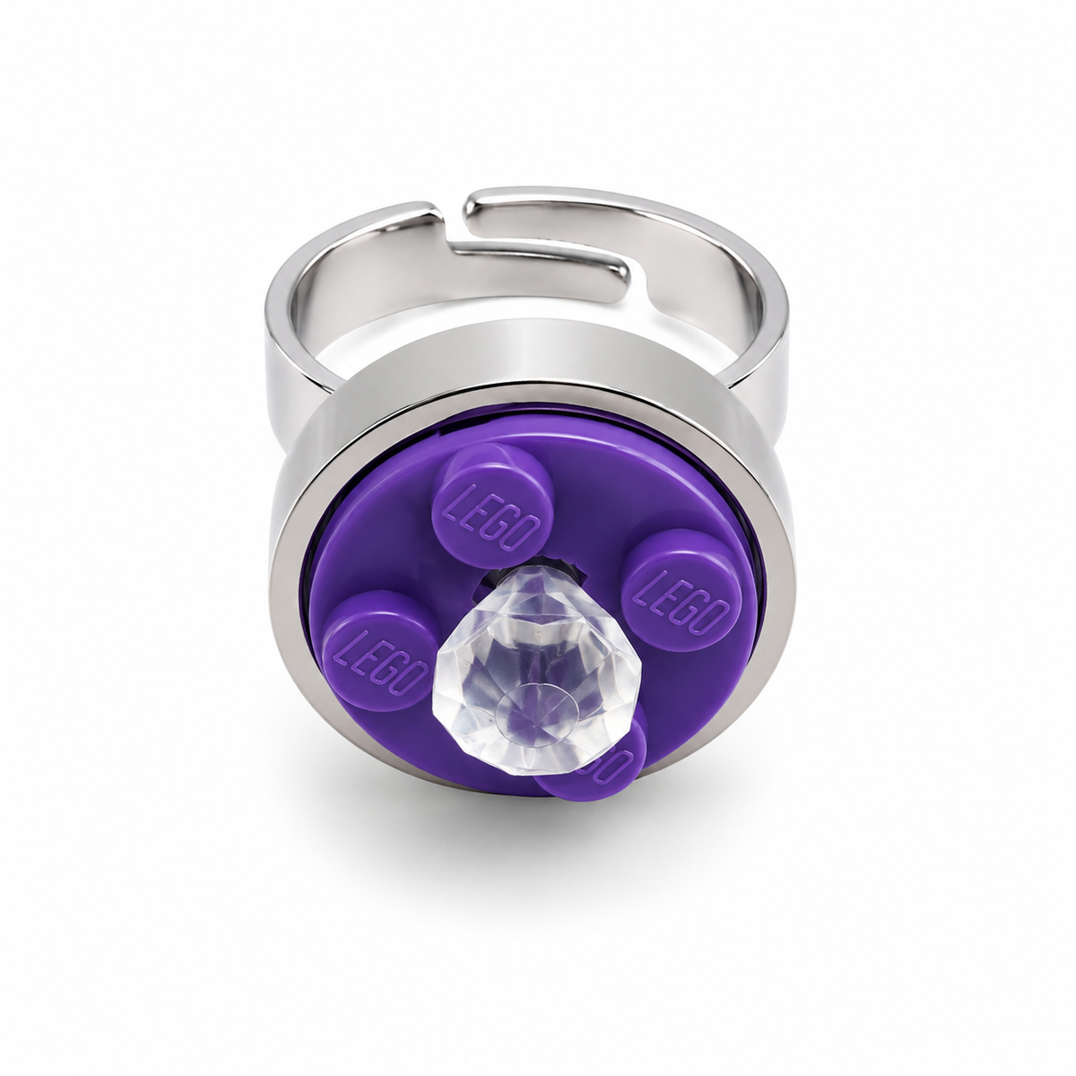 PURPLE & CLEAR ADJUSTABLE BRICK RING