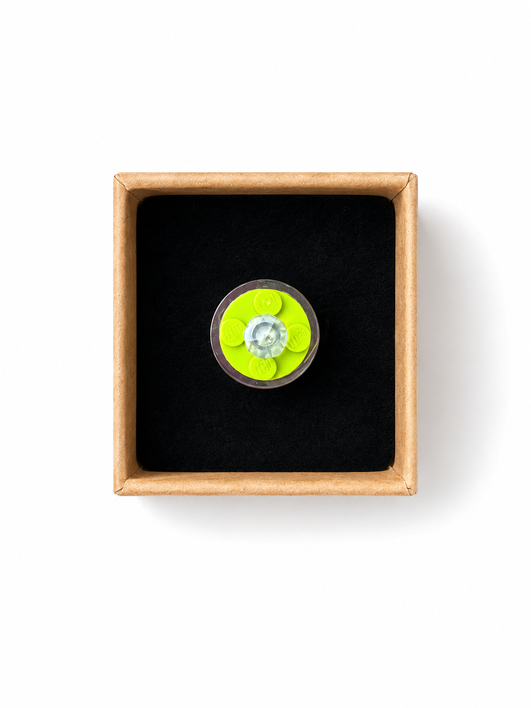 LIME GREEN & CLEAR ADJUSTABLE BRICK RING
