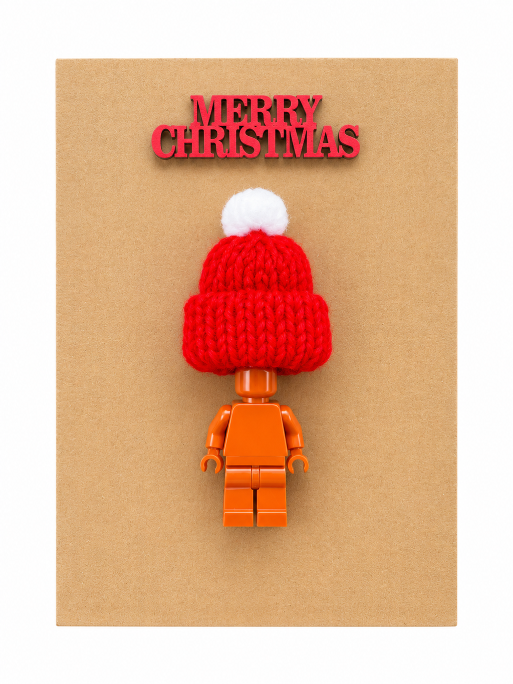 DARK TAN BRICK MAN SANTA CHRISTMAS CARD