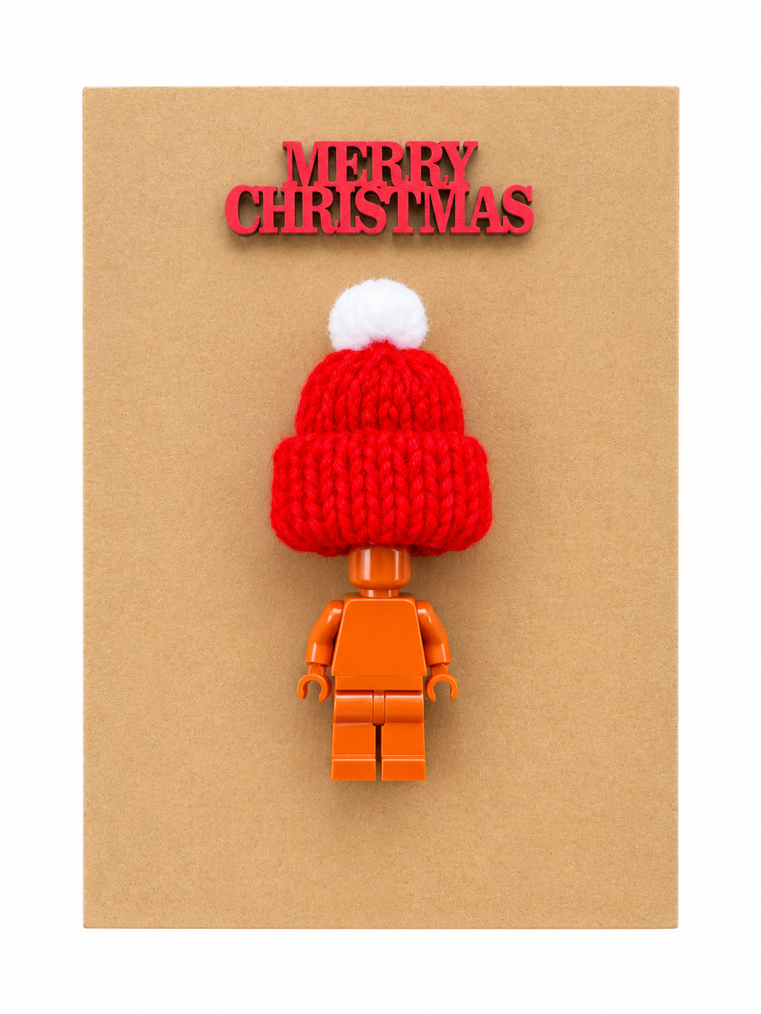 DARK TAN BRICK MAN SANTA CHRISTMAS CARD