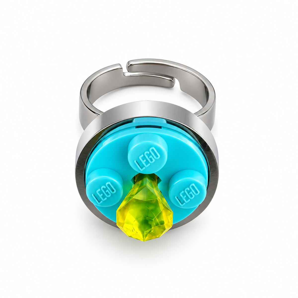 TURQUOISE & YELLOW ADJUSTABLE BRICK RING