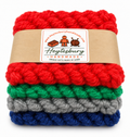 MULTICOLOURED HAND KNITTED COASTER SET