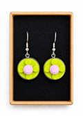 GREEN & PINK BRICK EARRINGS