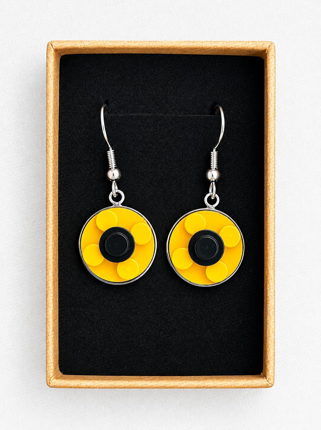 YELLOW & BLACK BRICK EARRINGS