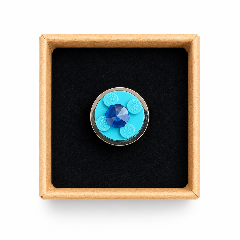 TURQUOISE & BLUE ADJUSTABLE BRICK RING