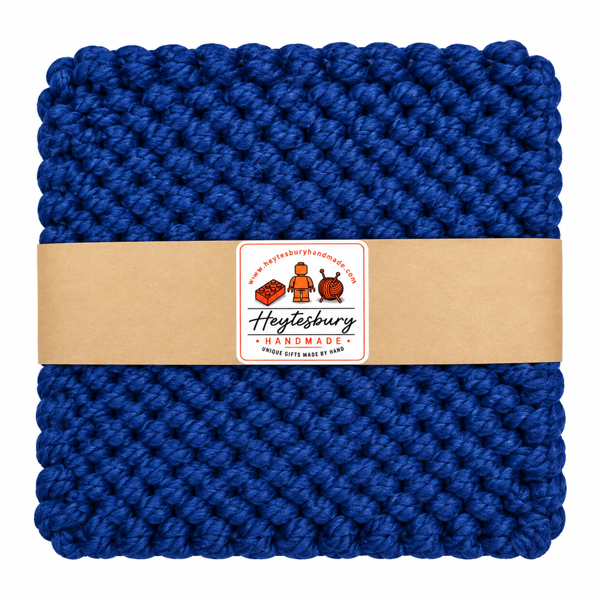 BLUE HAND KNITTED TRIVET/POT STAND