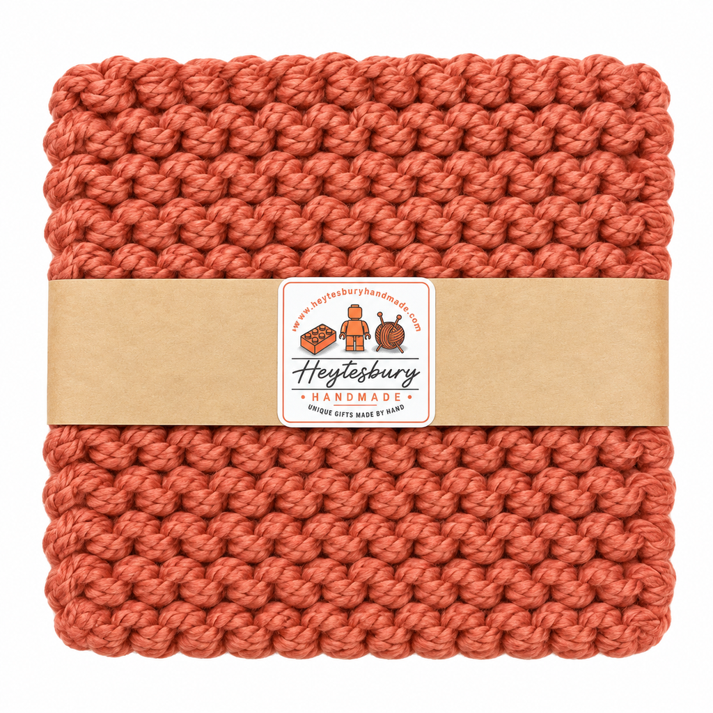 RUST HAND KNITTED TRIVET/POT STAND