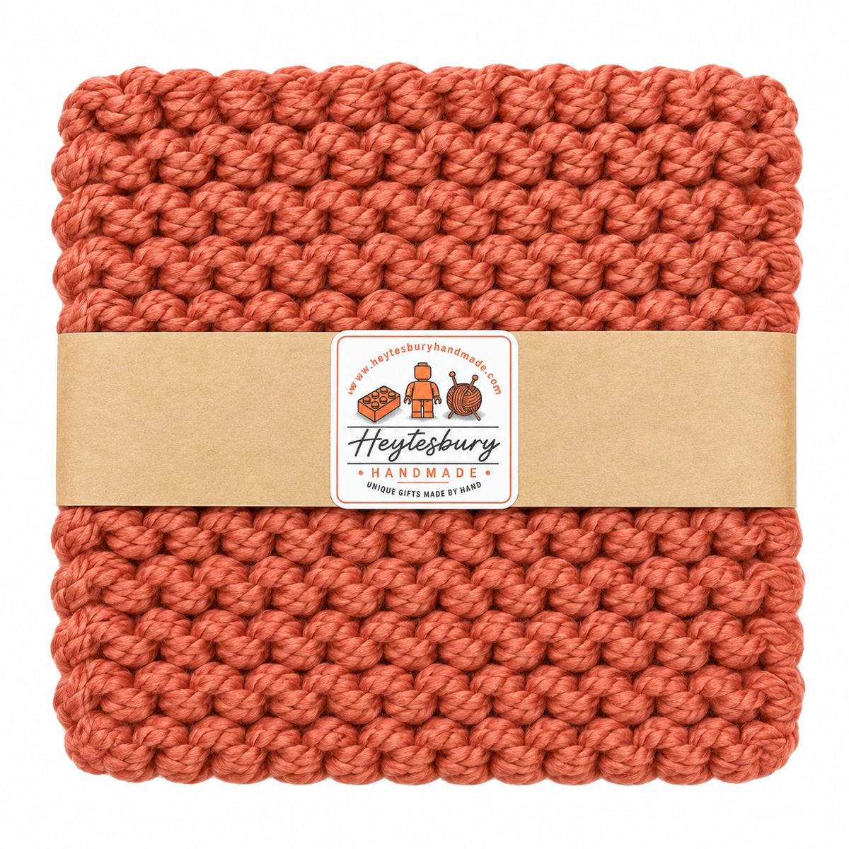 RUST HAND KNITTED TRIVET/POT STAND
