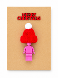 PINK BRICK MAN SANTA CHRISTMAS CARD