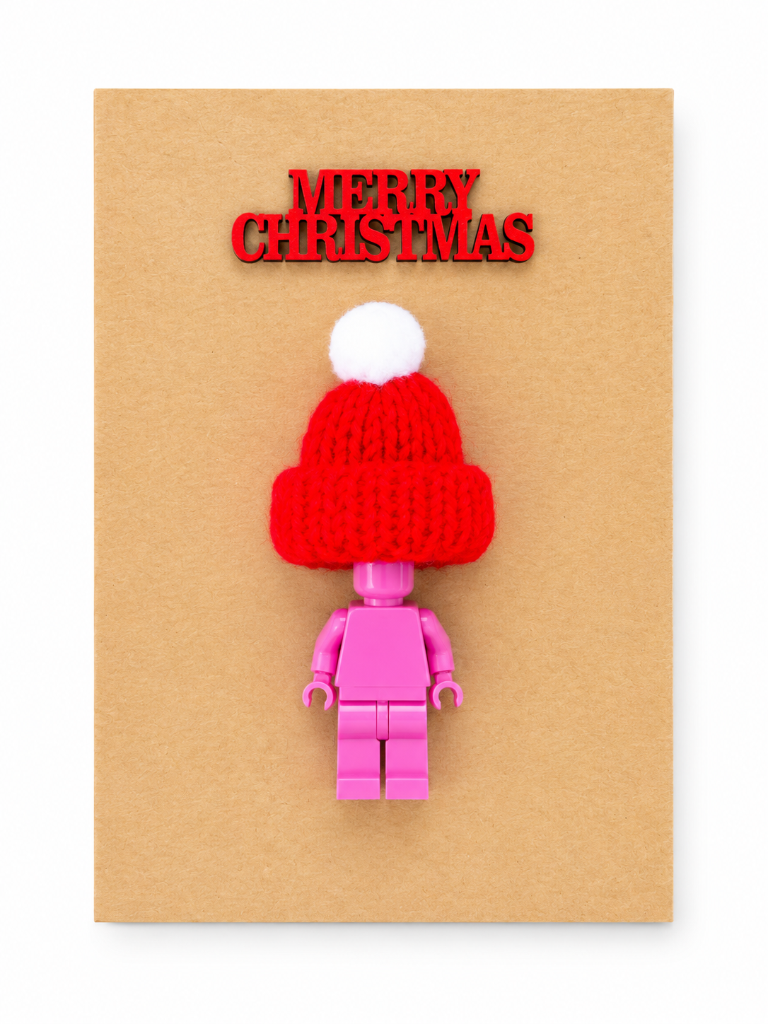 PINK BRICK MAN SANTA CHRISTMAS CARD
