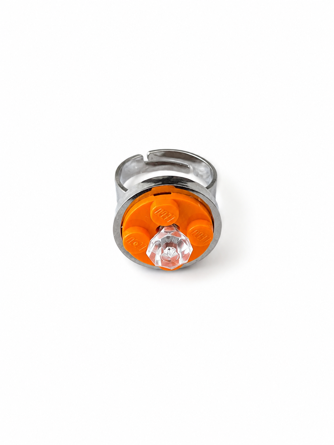 ORANGE & CLEAR ADJUSTABLE BRICK RING
