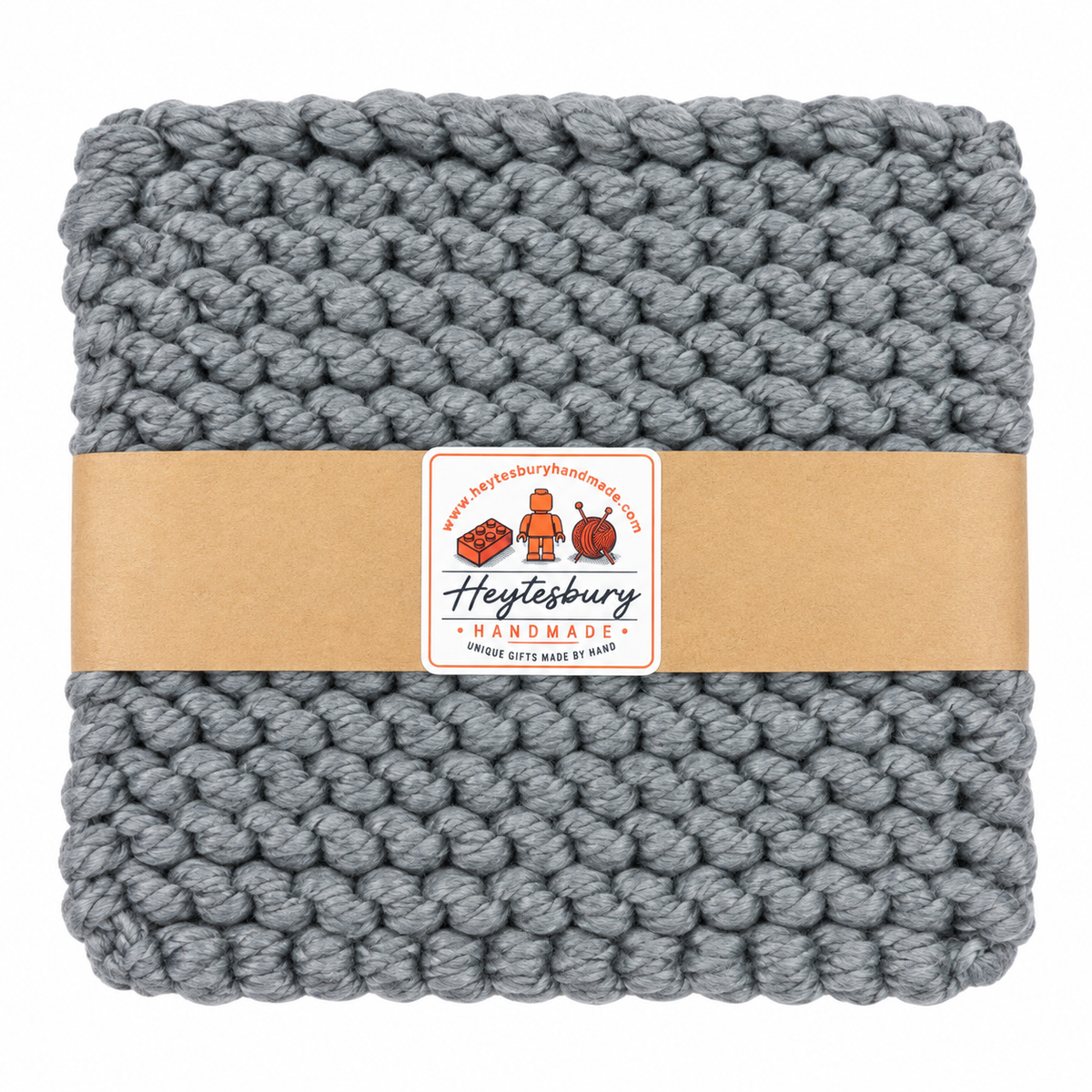 GREY HAND KNITTED TRIVET/POT STAND