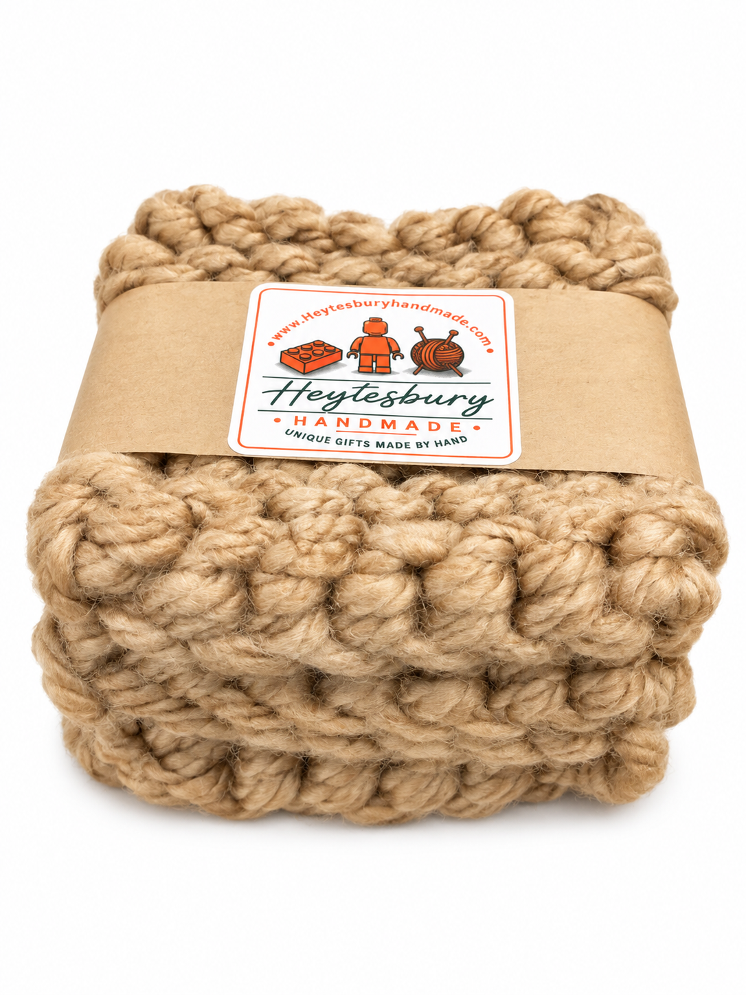 BEIGE HAND KNITTED COASTER SET