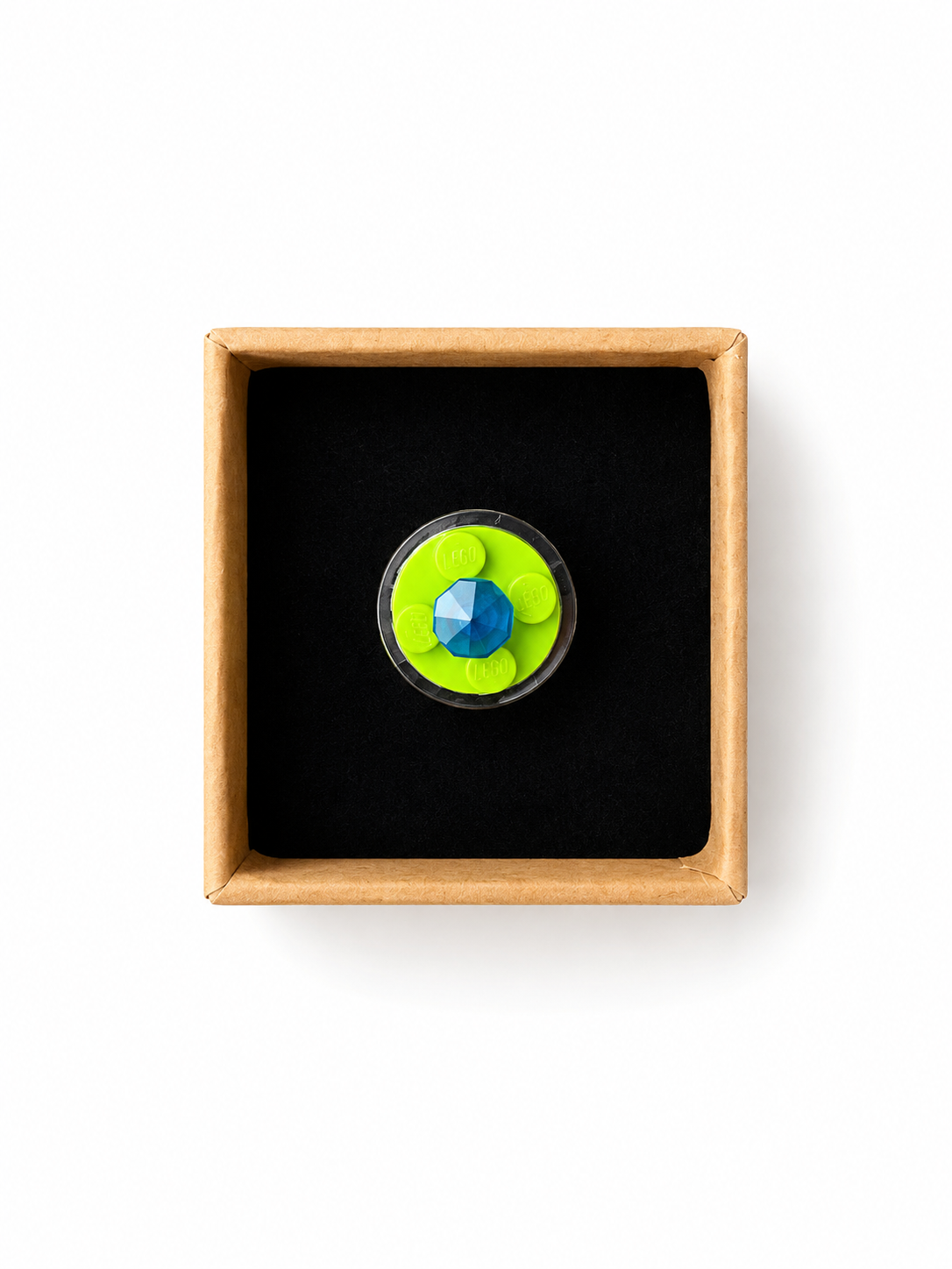 LIME GREEN & BLUE ADJUSTABLE BRICK RING