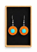 ORANGE & BLUE BRICK EARRINGS