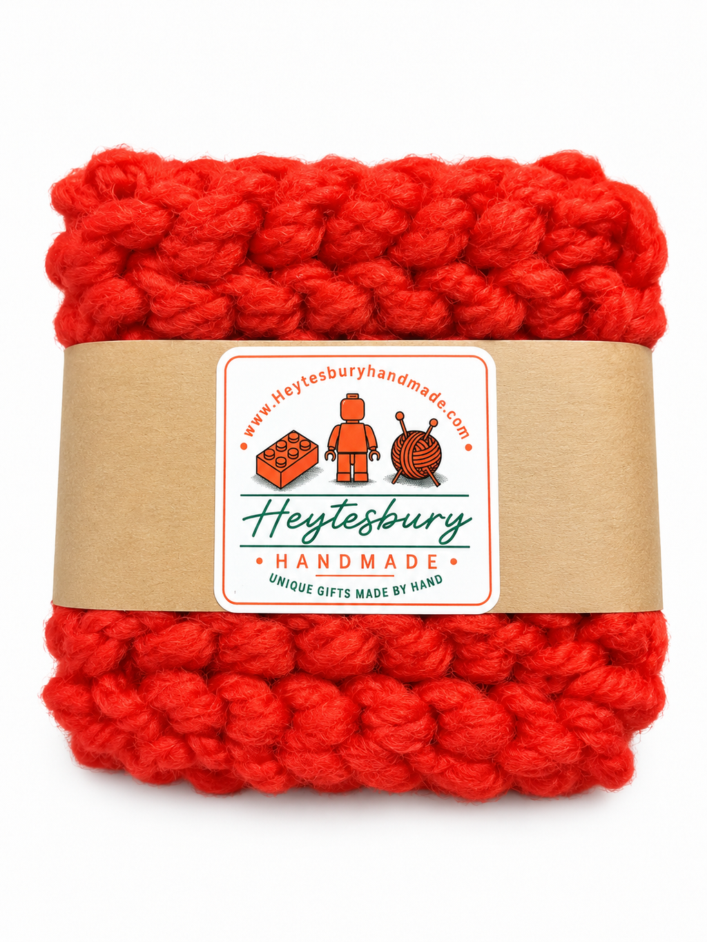 RED HAND KNITTED COASTER SET