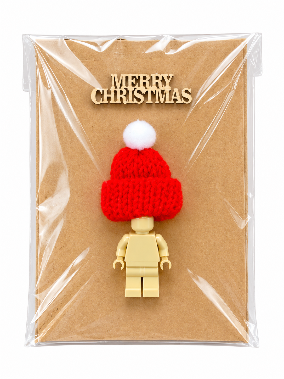 LIGHT TAN BRICK MAN SANTA CHRISTMAS CARD
