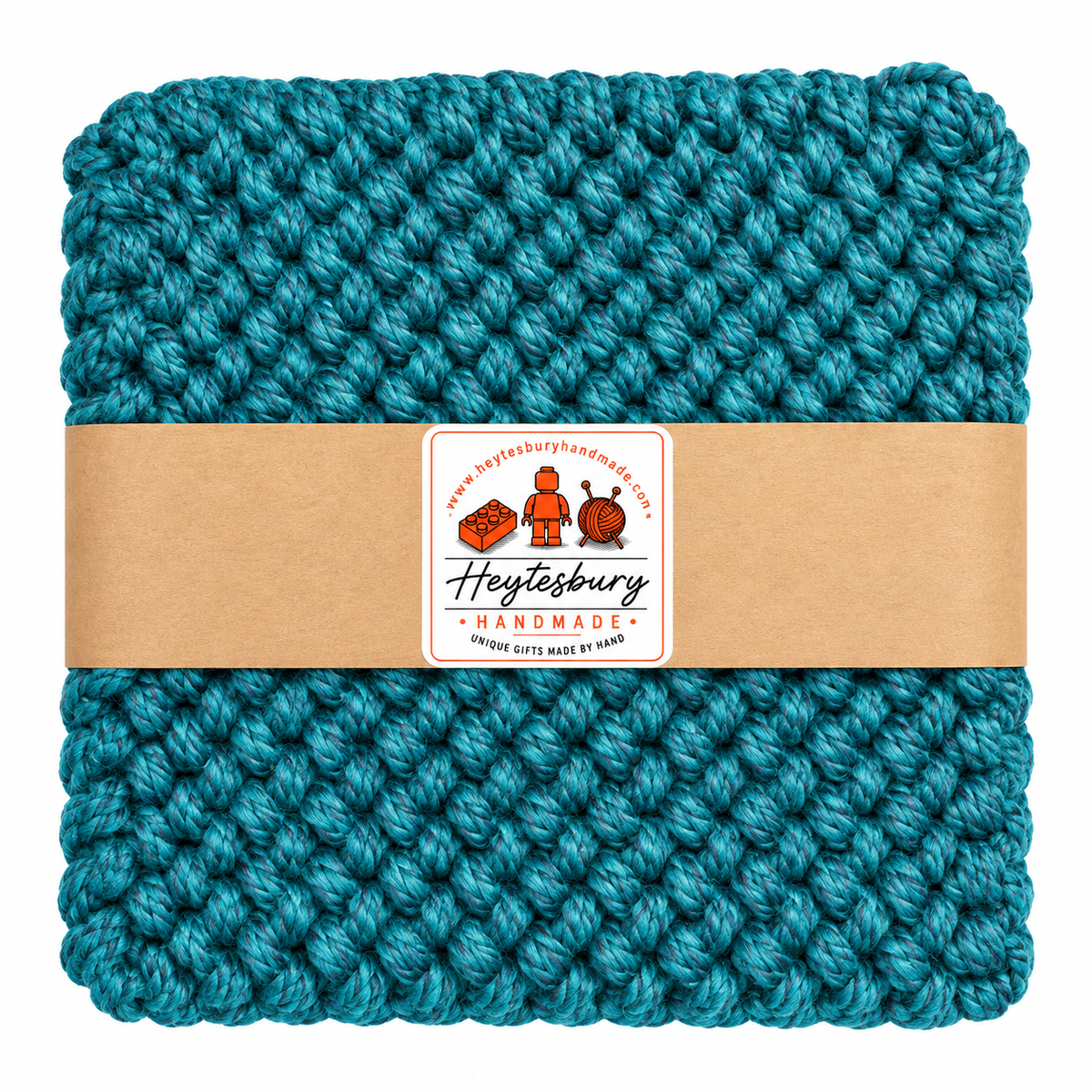 DARK TEAL HAND KNITTED TRIVET/POT STAND