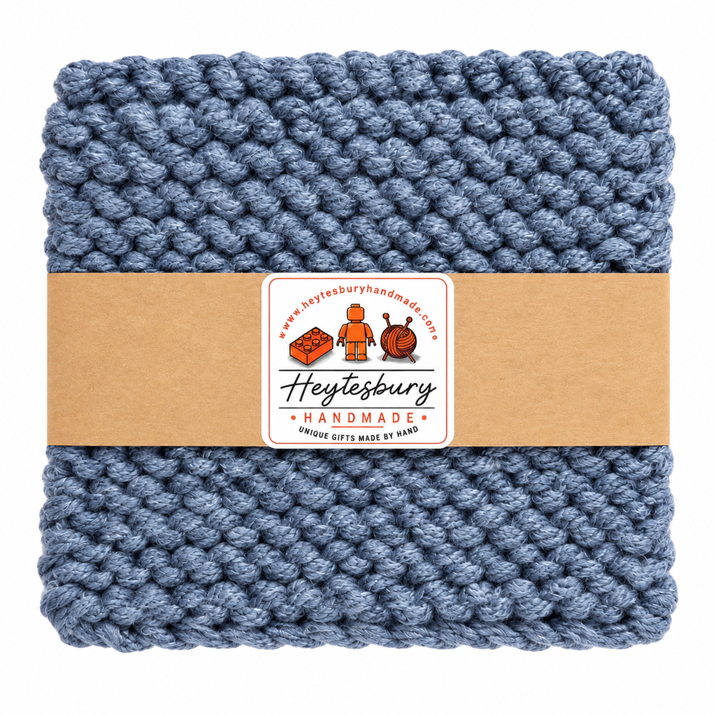 DENIM BLUE HAND KNITTED TRIVET/POT STAND