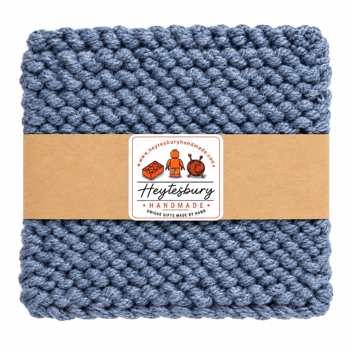 DENIM BLUE HAND KNITTED TRIVET/POT STAND
