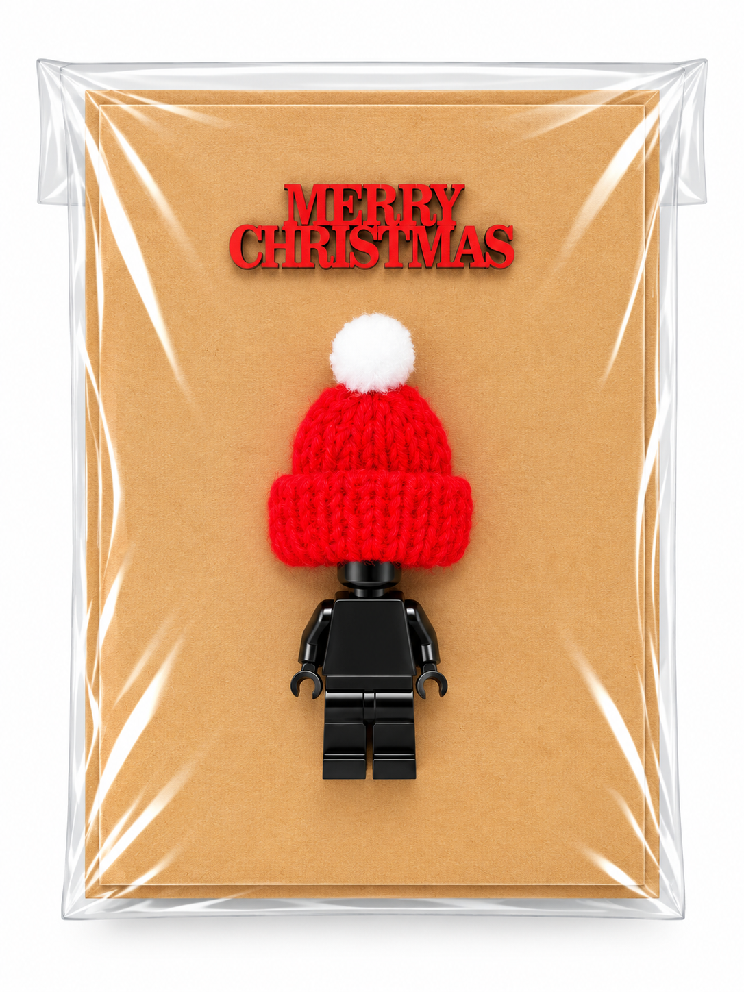 BLACK BRICK MAN SANTA CHRISTMAS CARD