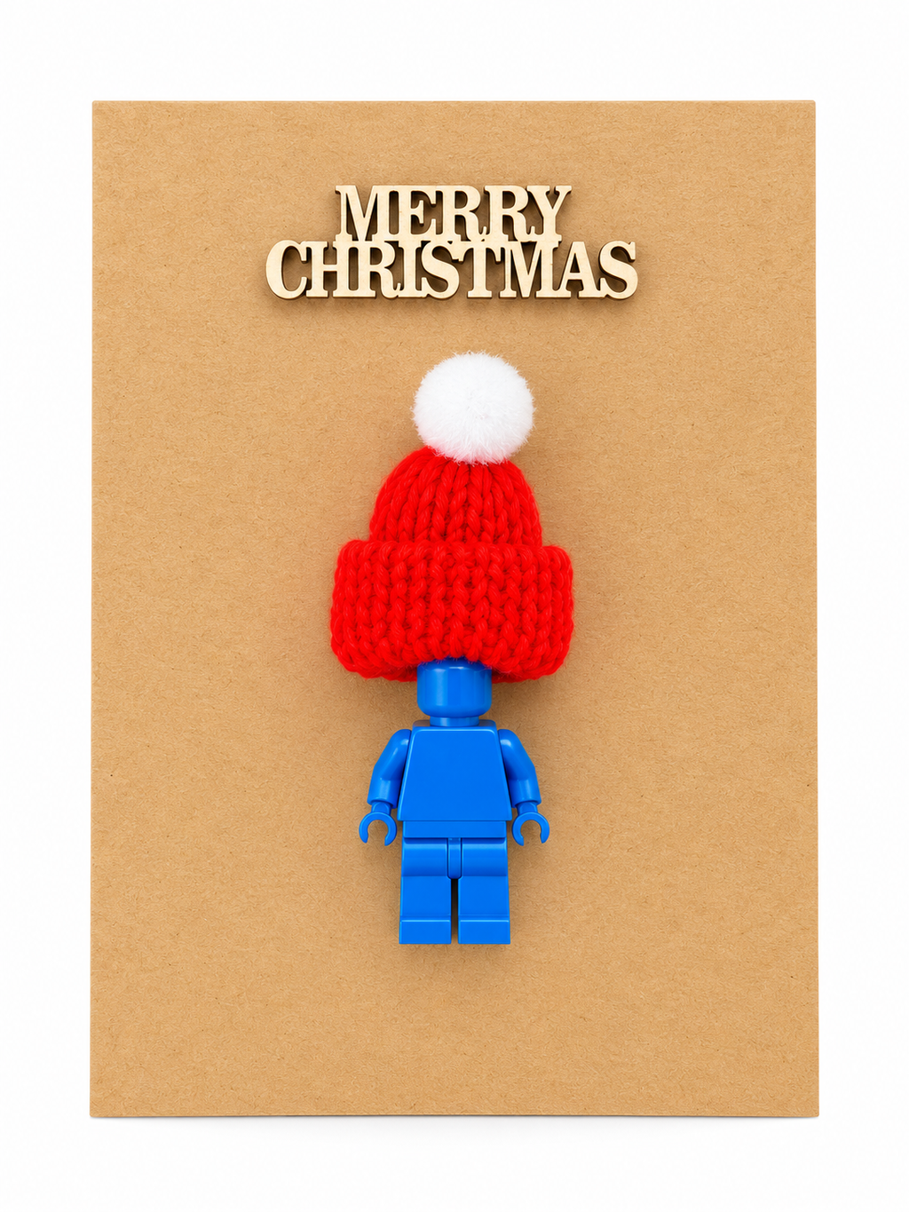BLUE BRICK MAN SANTA CHRISTMAS CARD