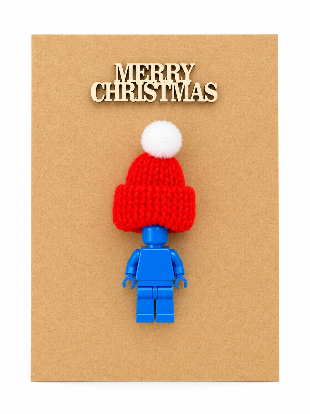 BLUE BRICK MAN SANTA CHRISTMAS CARD