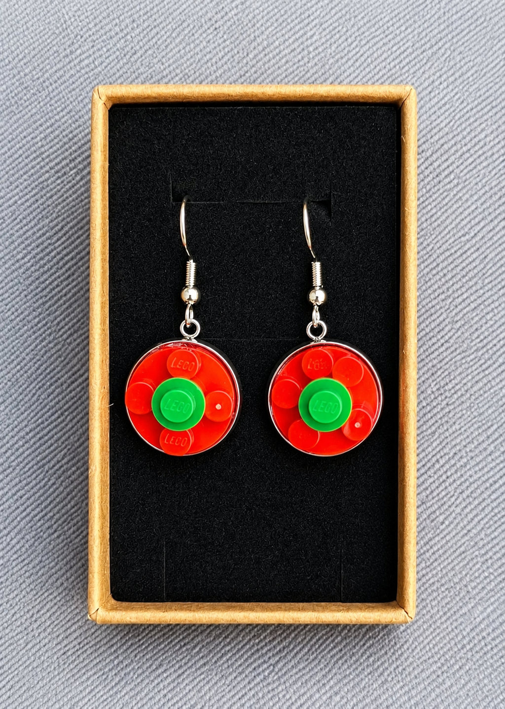 RED & GREEN BRICK EARRINGS