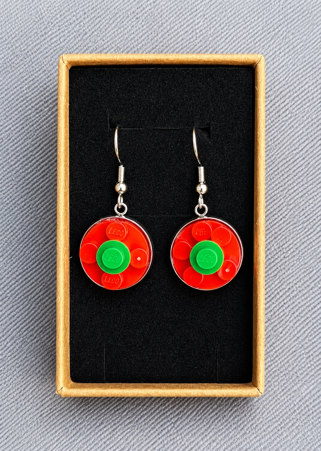 RED & GREEN BRICK EARRINGS