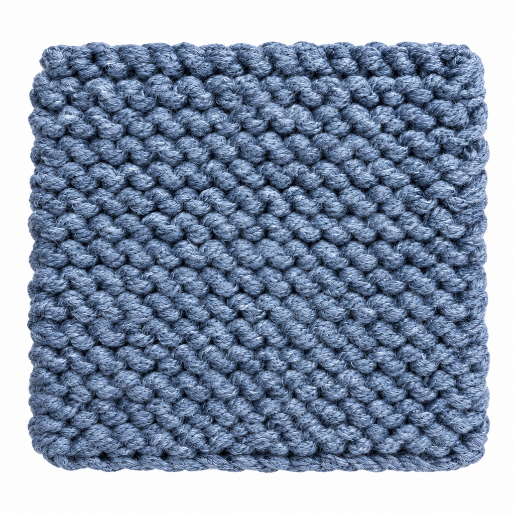 DENIM BLUE HAND KNITTED TRIVET/POT STAND