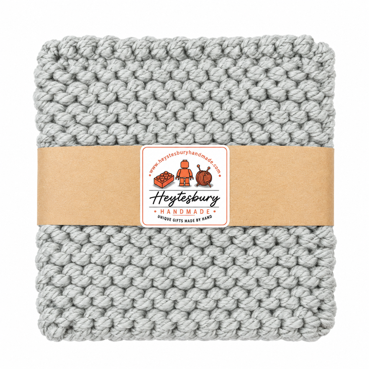 LIGHT GREY HAND KNITTED TRIVET/POT STAND