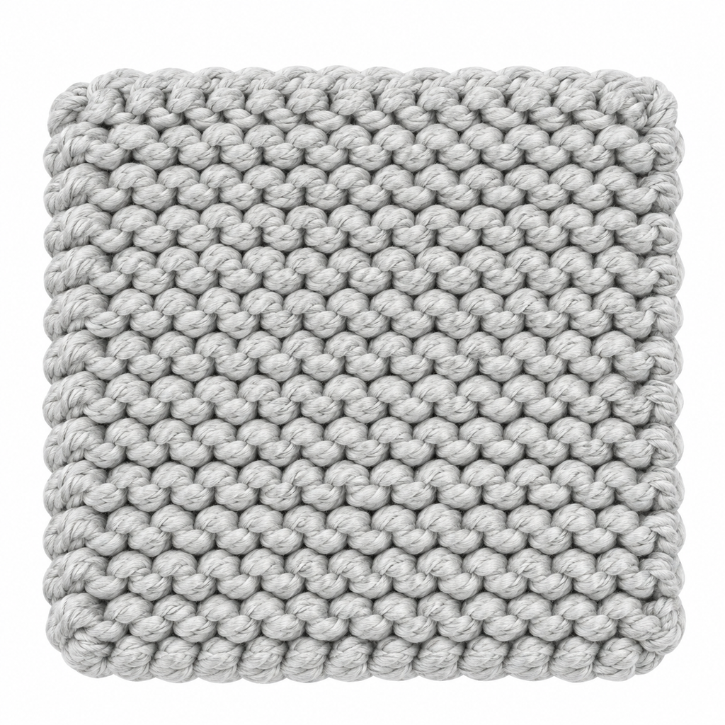 LIGHT GREY HAND KNITTED TRIVET/POT STAND