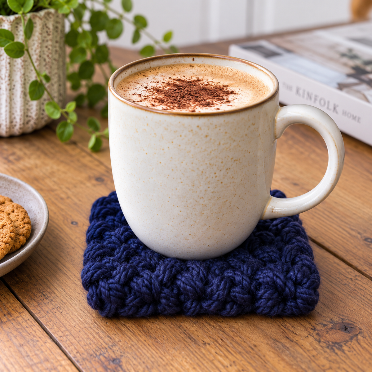 DEEP PURPLE HAND KNITTED COASTER SET