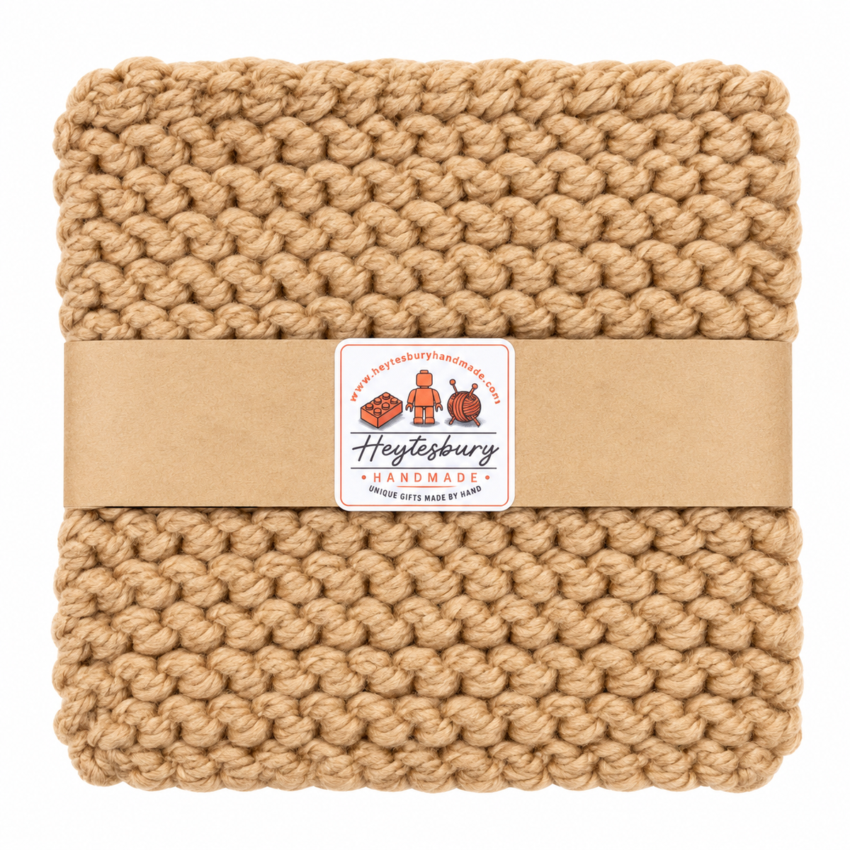 TAN HAND KNITTED TRIVET/POT STAND