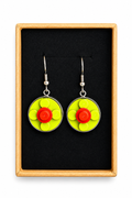 GREEN & RED BRICK EARRINGS