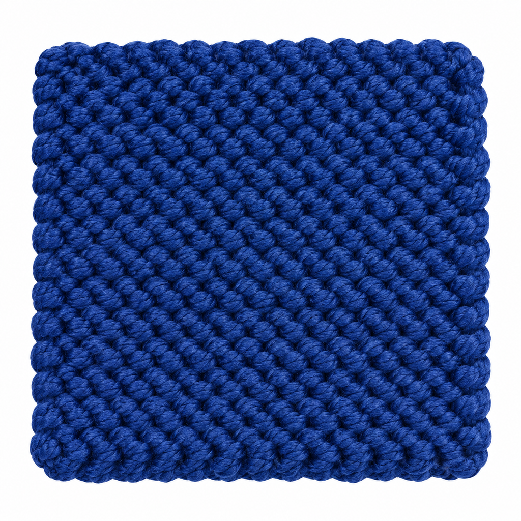 BLUE HAND KNITTED TRIVET/POT STAND
