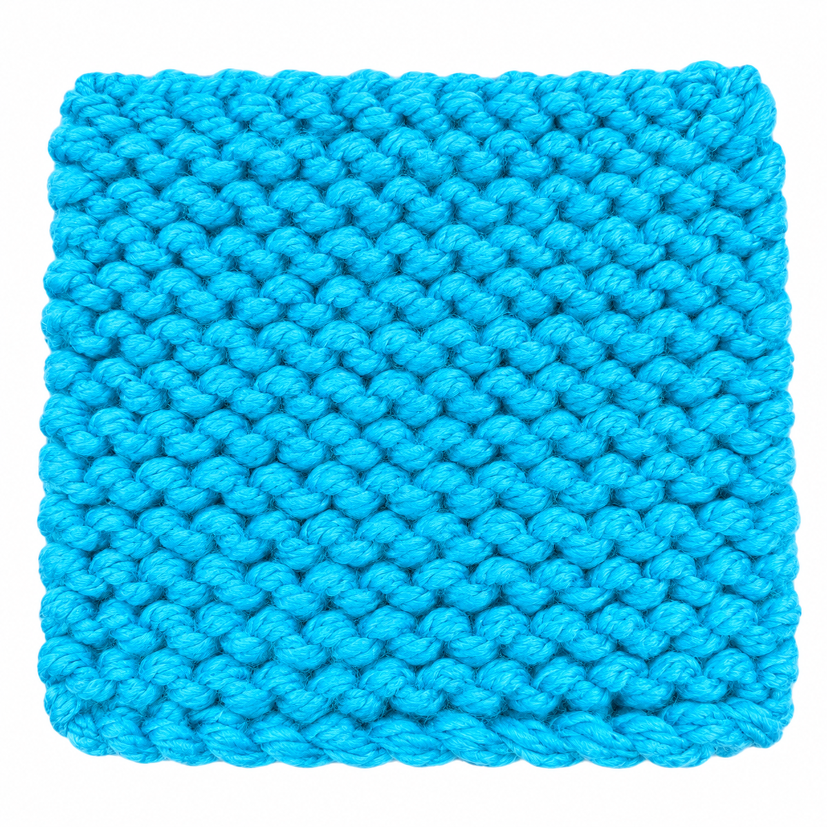 TURQUOISE HAND KNITTED TRIVET/POT STAND