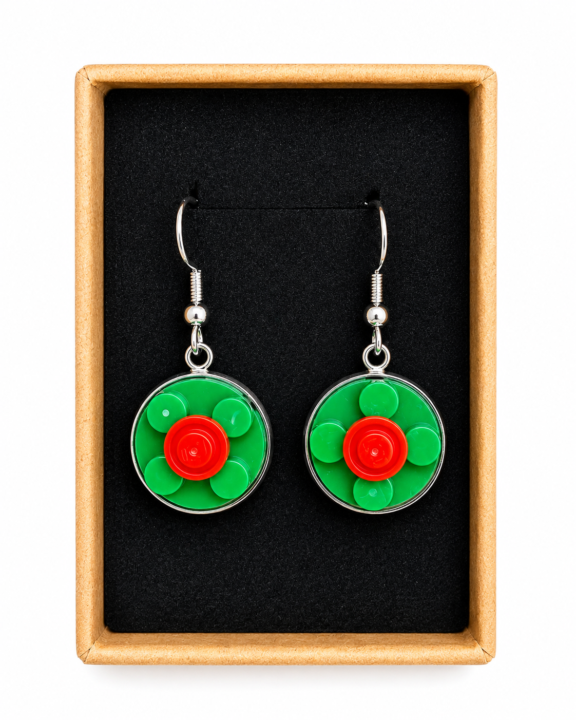 GREEN & RED BRICK EARRINGS