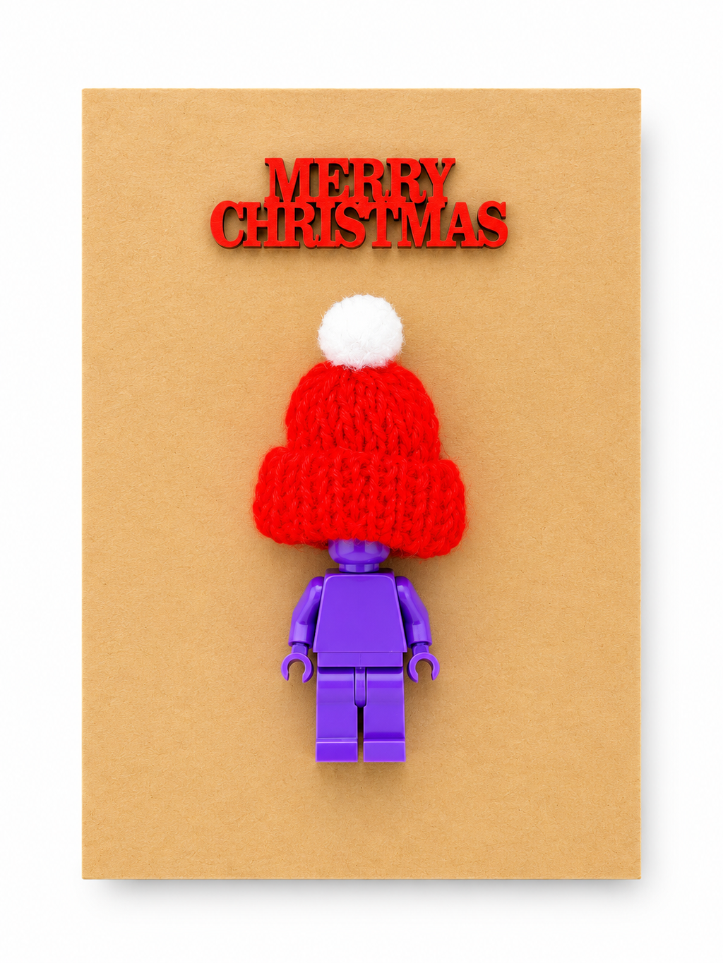 PURPLE BRICK MAN SANTA CHRISTMAS CARD
