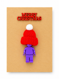 PURPLE BRICK MAN SANTA CHRISTMAS CARD