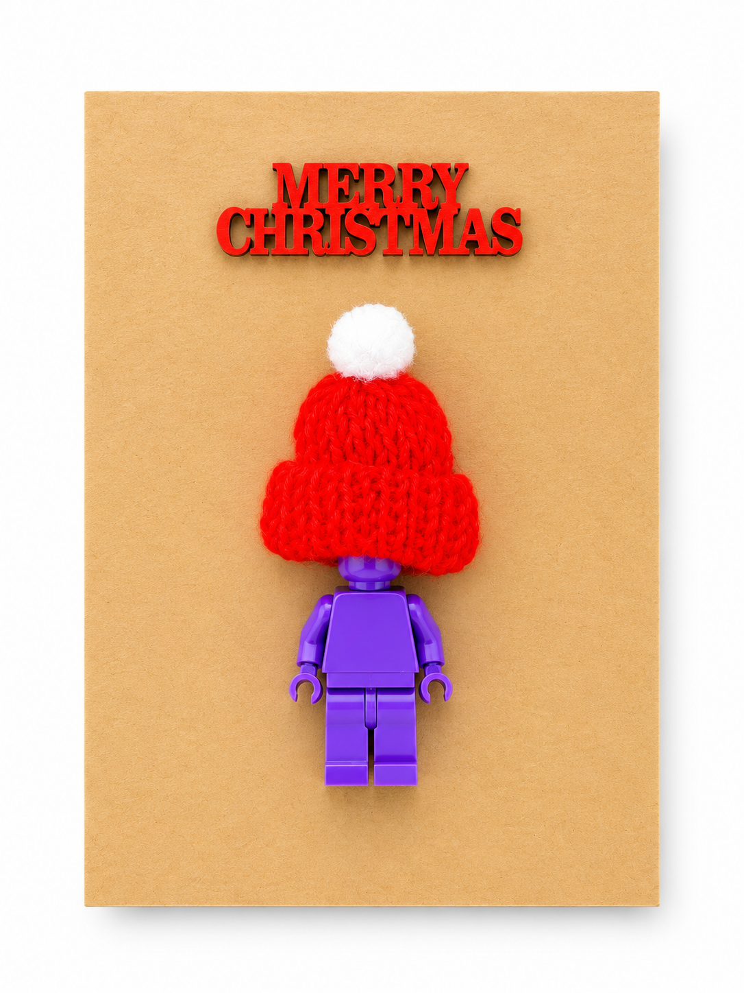 PURPLE BRICK MAN SANTA CHRISTMAS CARD