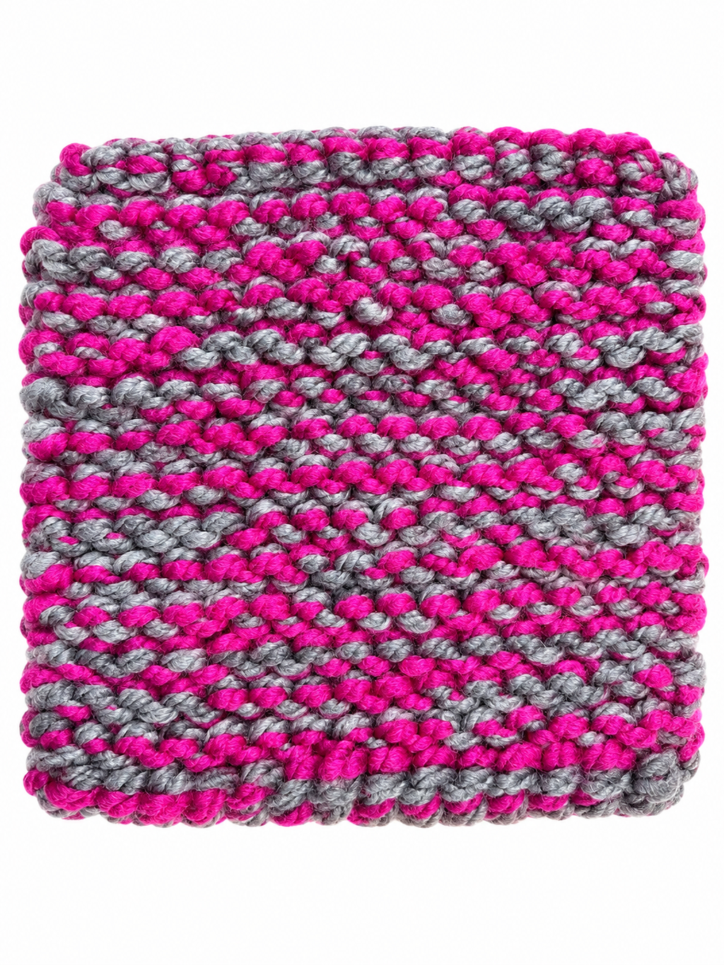 PINK & GREY HAND KNITTED TRIVET/POT STAND