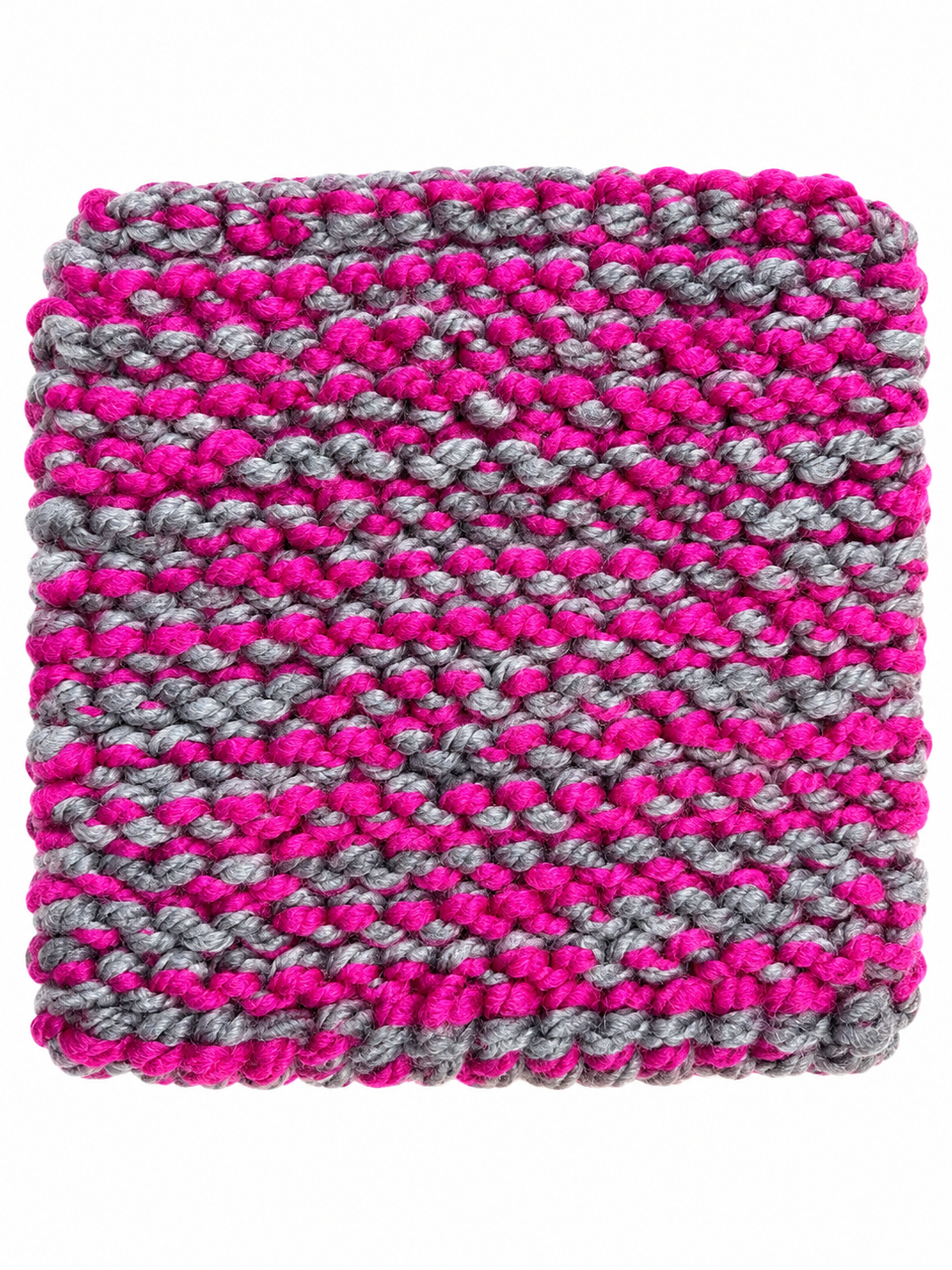 PINK & GREY HAND KNITTED TRIVET/POT STAND