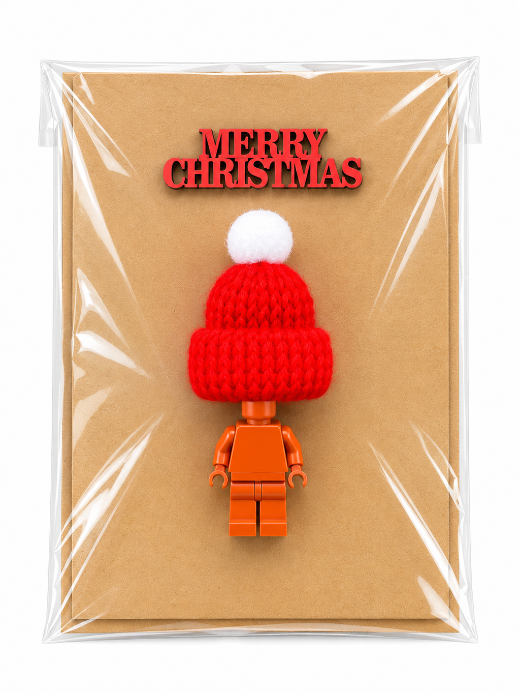 DARK TAN BRICK MAN SANTA CHRISTMAS CARD