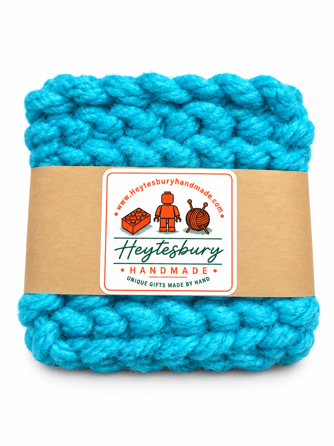 TURQUOISE HAND KNITTED COASTER SET