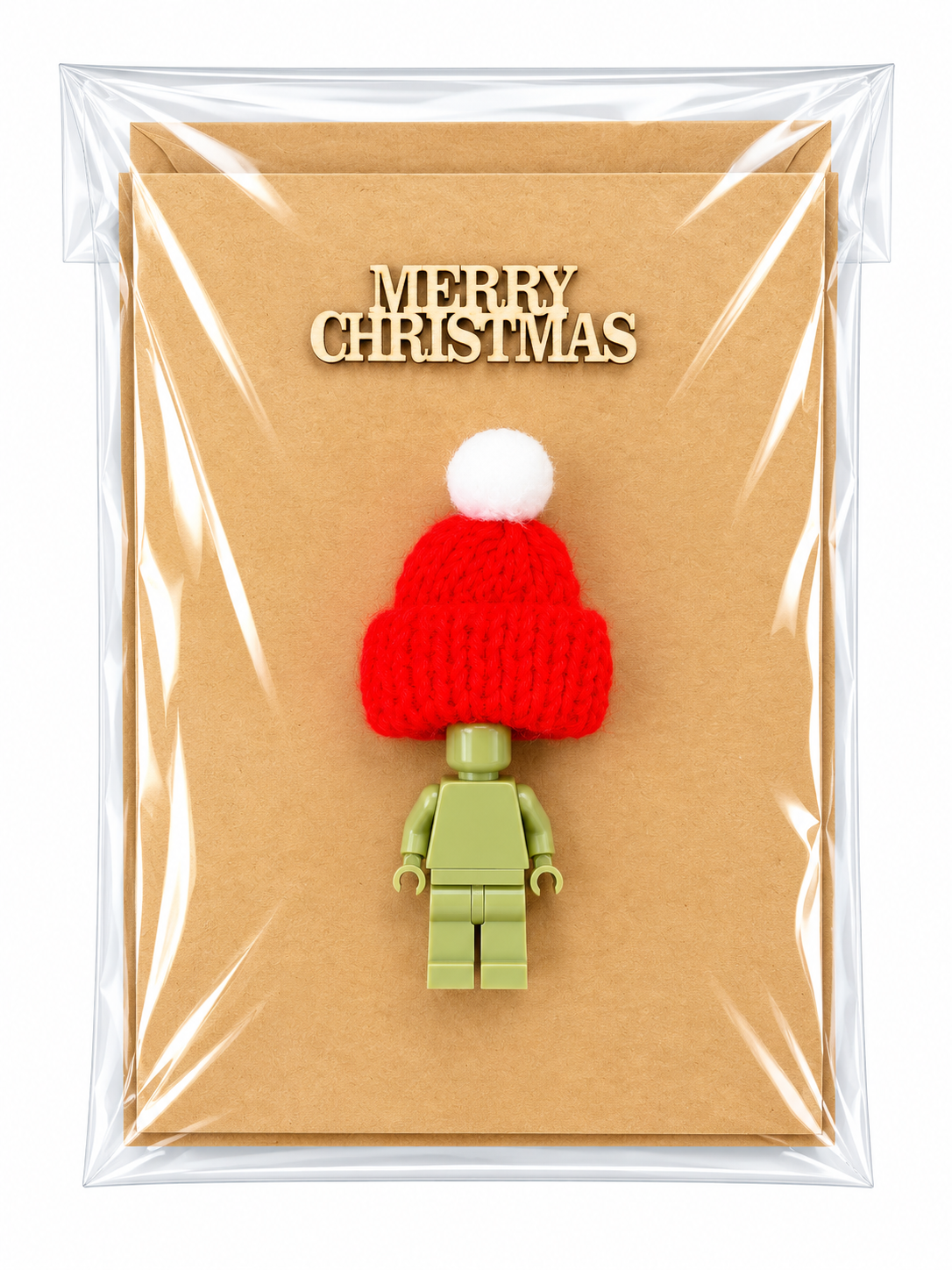 SAGE GREEN BRICK MAN SANTA CHRISTMAS CARD