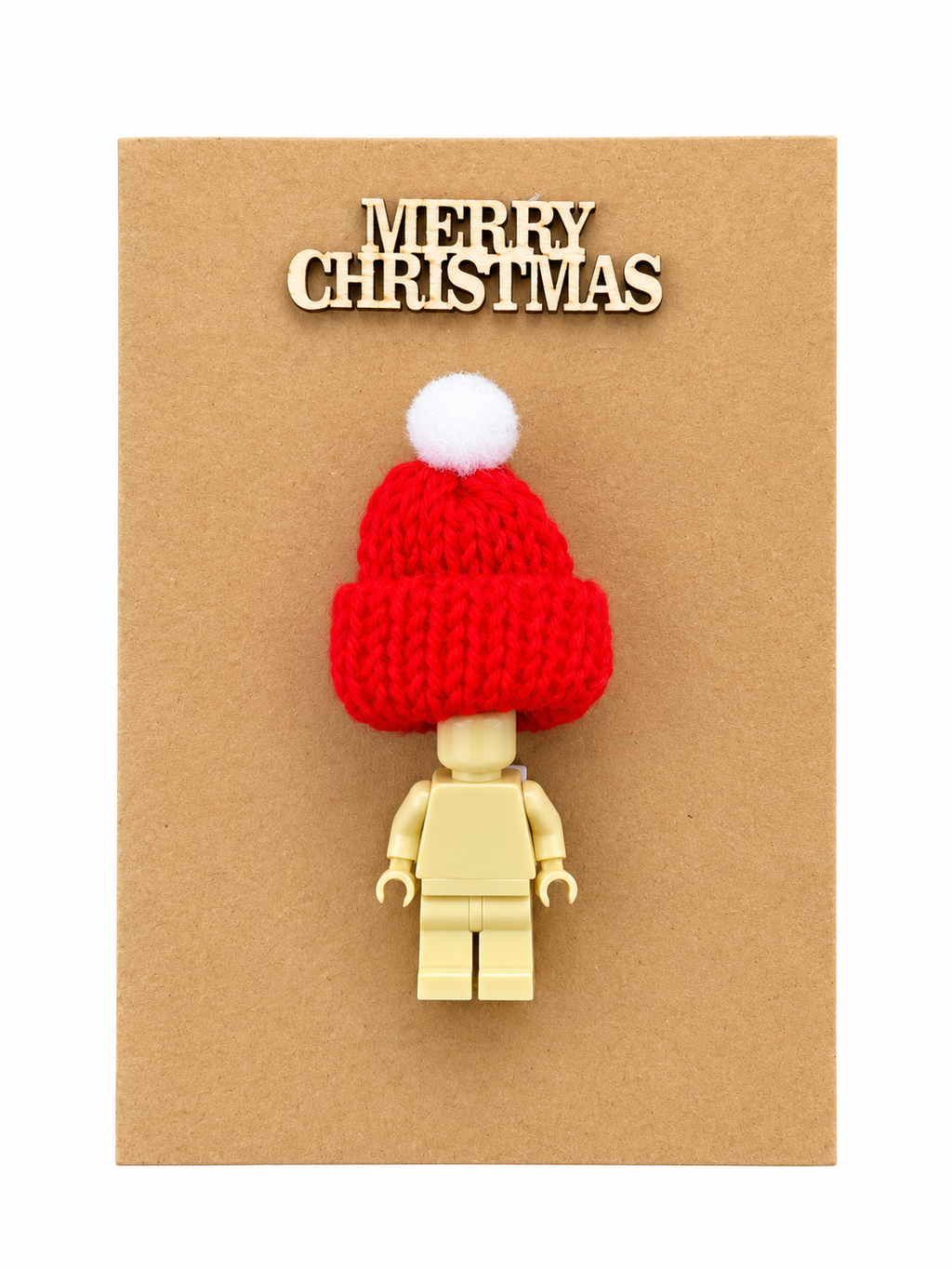 LIGHT TAN BRICK MAN SANTA CHRISTMAS CARD